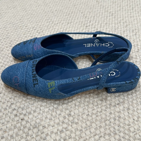 Chanel Denim Slingbacks size 37.5 - Picture 3 of 3